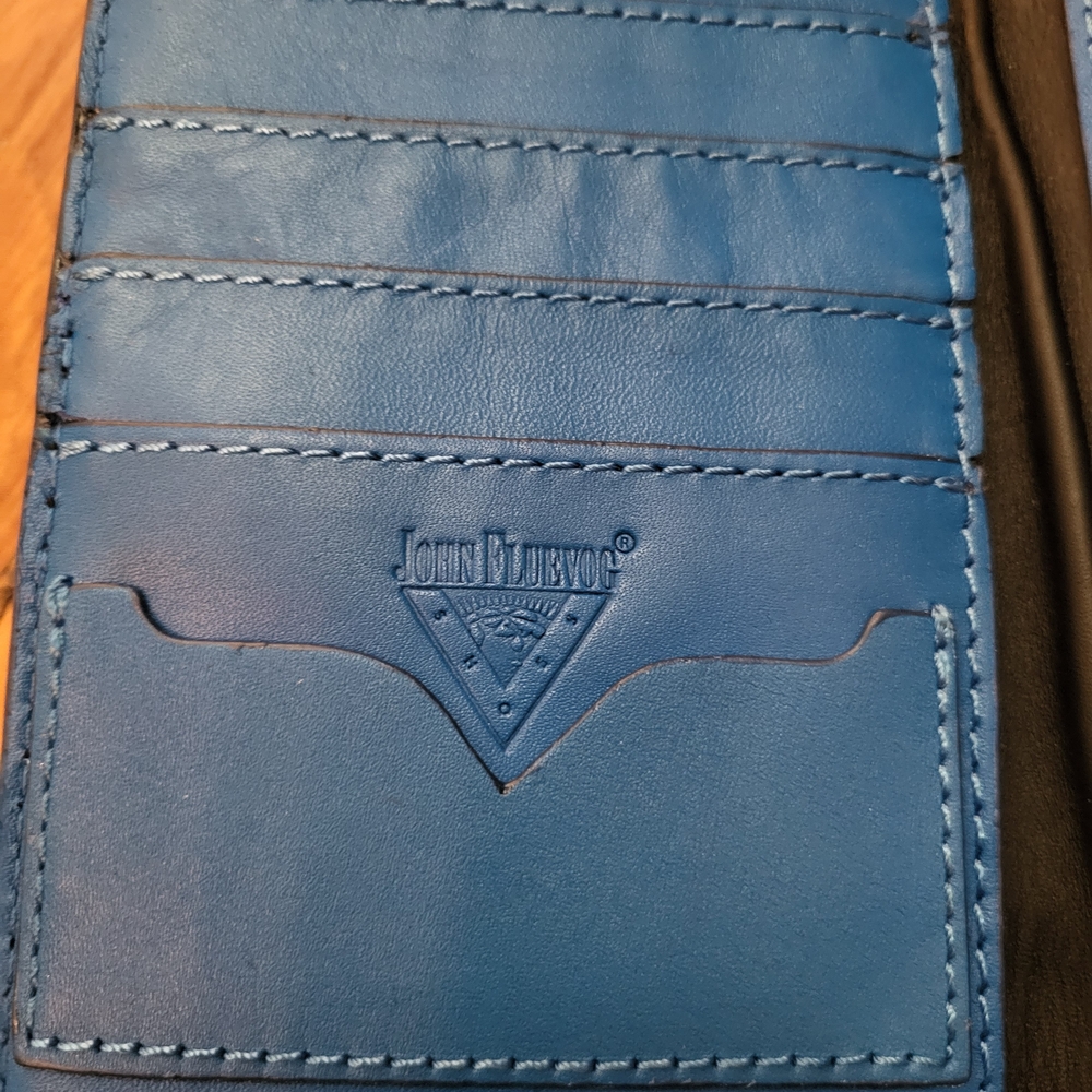 John Fluevog Black and Blue Starry Wallet Or Passport Holder - Picture 3 of 4